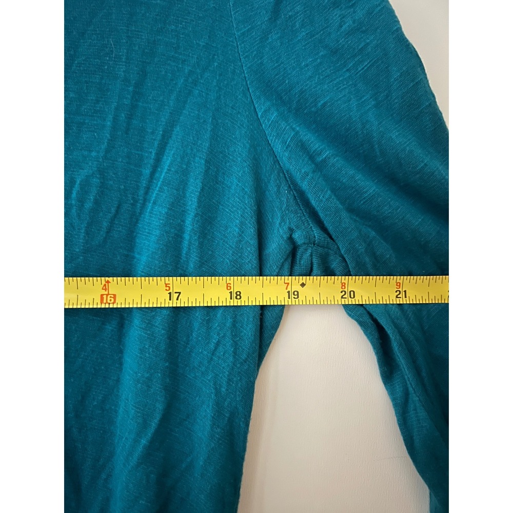 Lucky Brand Teal Blue‎ Eyelet Lace Embroidered Long Sleeve Boho Blouse Medium - Picture 5 of 10